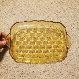 Vtg Federal Yorktown Amber Glass Bubble Tray Serving Dish